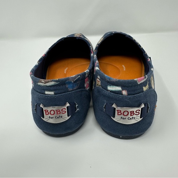 Skechers BOBS for Cats Blue Slip-On Shoes women’s 8.5. Cats with glasses, books - Picture 4 of 16